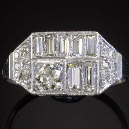 Platinum diamonds Art Deco engagement ring