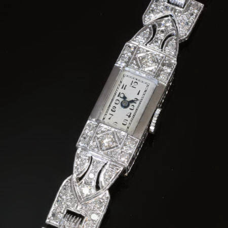 Platinum Art Deco diamonds ladies watch