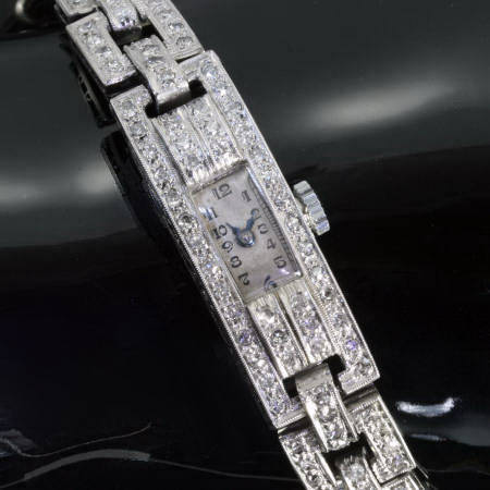 Platinum ladies Art Deco diamond wrist watch