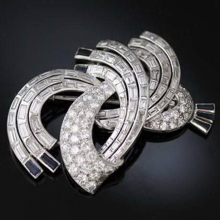 8+ Carat diamonds platinum estate brooch