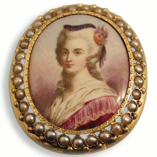 Pre Victorian painted portrait brooch