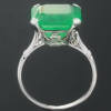 Platinum French Art Deco engagement ring with humongous emerald (over 8 crt)