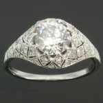 Belle Epoque diamond engagement ring platinum fine estate jewelry from the antique jewelry collection of www.adin.be