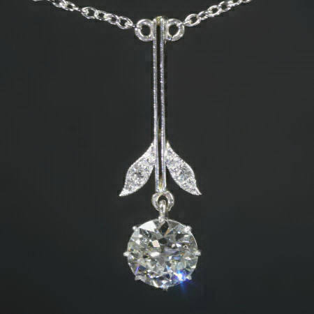 Art Deco diamond Princess necklace dangle pendant from the antique jewelry collection of www.adin.be