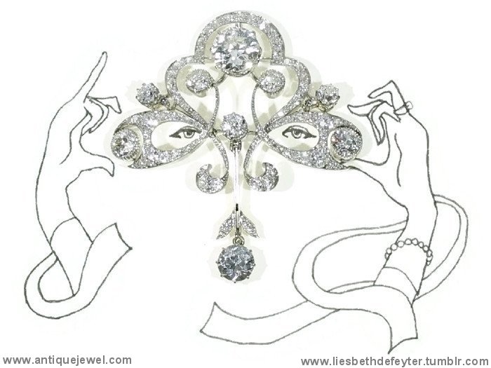 Impressive Art Nouveau Belle Epoque diamond brooch