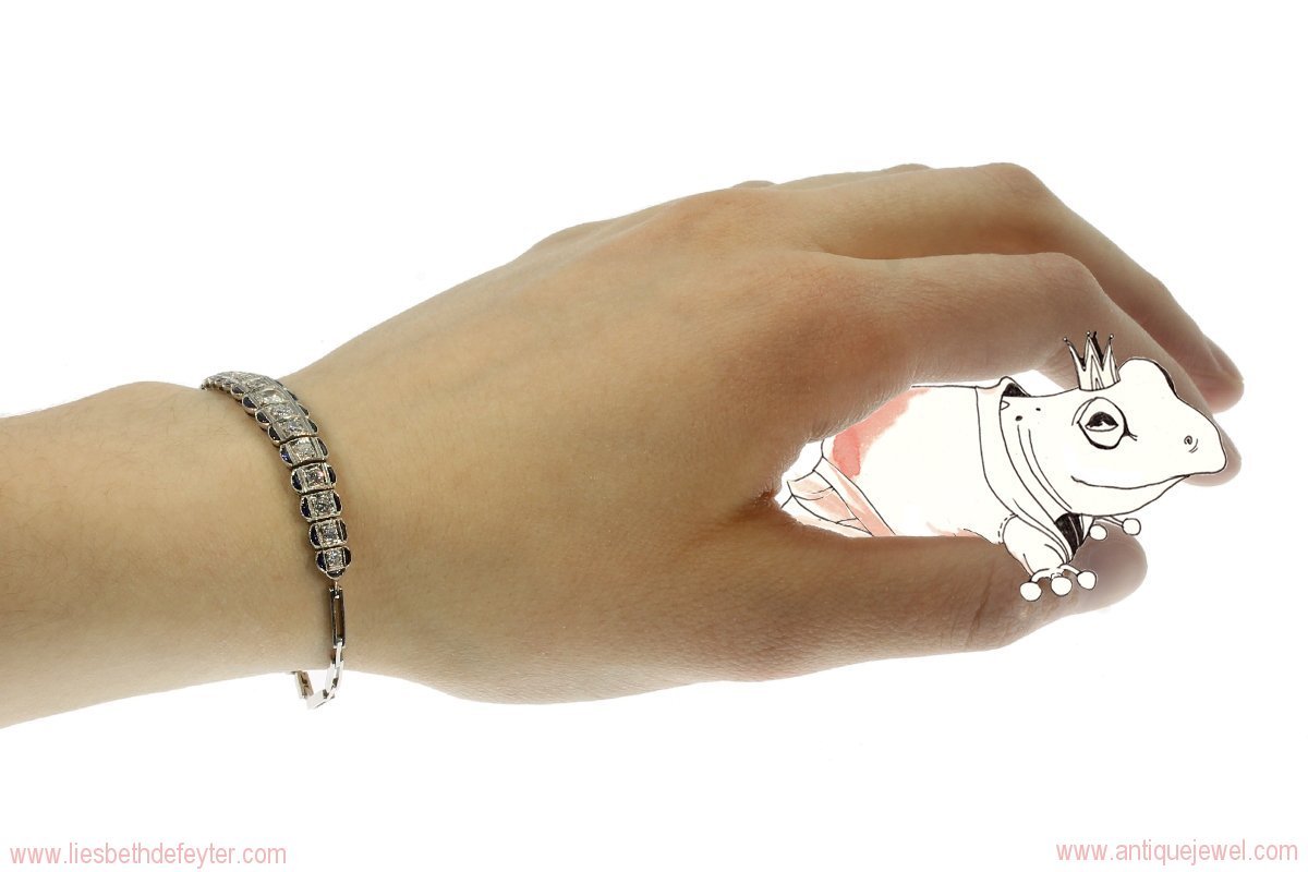 Platinum diamond and sapphire Art Deco bracelet