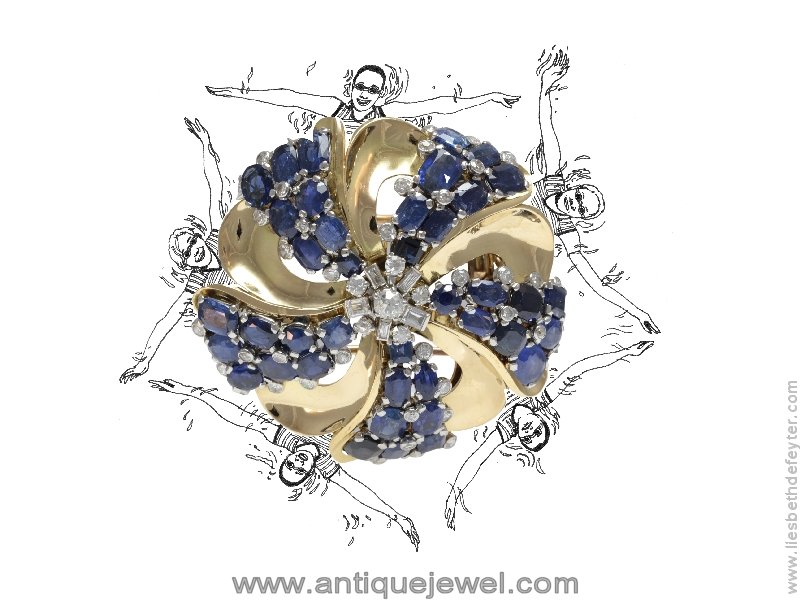Click the picture to get to see this Fifties Signed Cartier Paris pendant brooch buckle with diamonds and sapphires