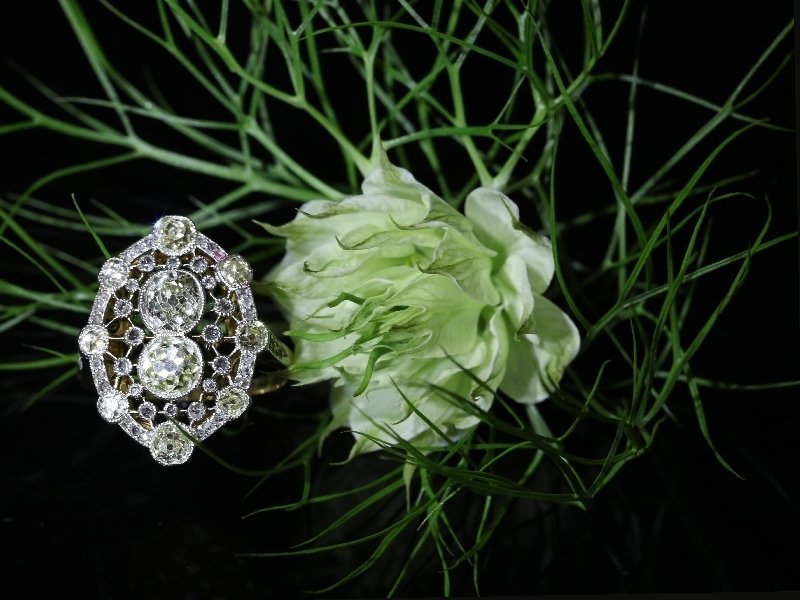 Click the picture to get to see this Très Belle Epoque diamond engagement ring with natural fancy color diamonds.