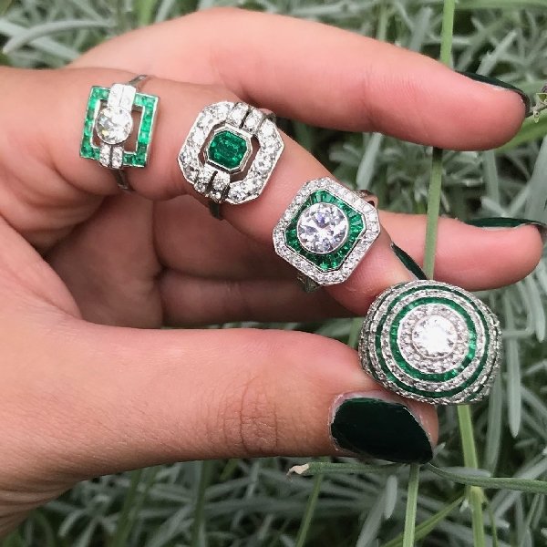Click the picture to get to these vintage diamond and emerald rings.